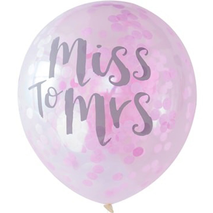 5 Konfetti Ballons Miss to Mrs
