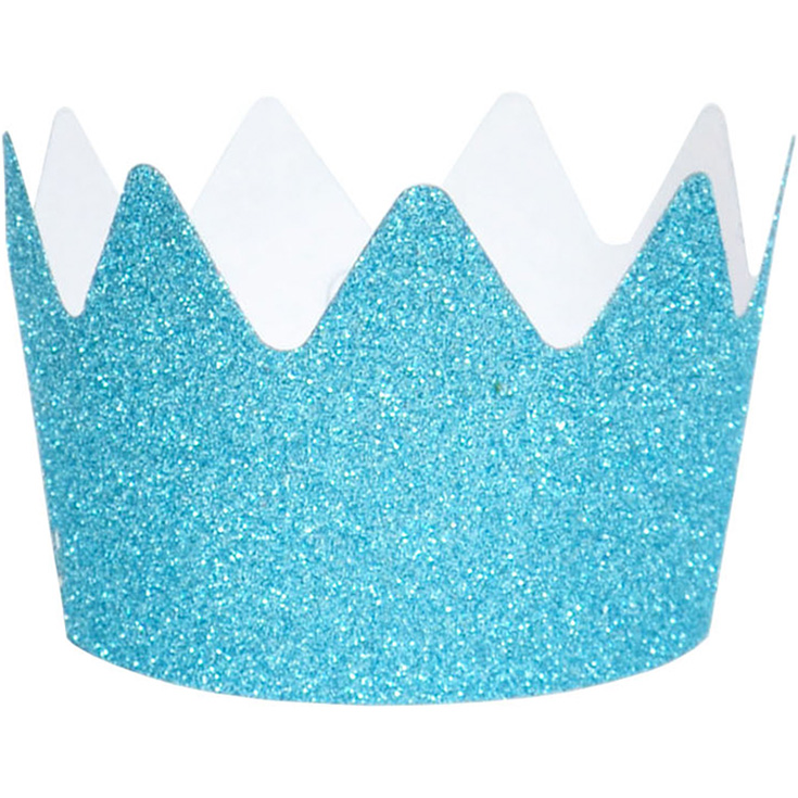 8 Blue Glitter Crowns
