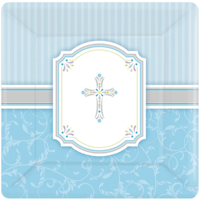 8 Small Blue Blessings Plates