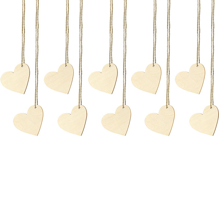 10 Wooden Heart Place Cards