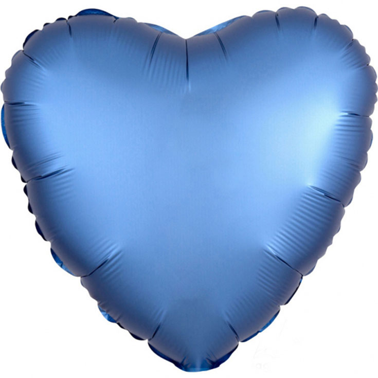 Azure Blue Satin Heart Foil Balloon