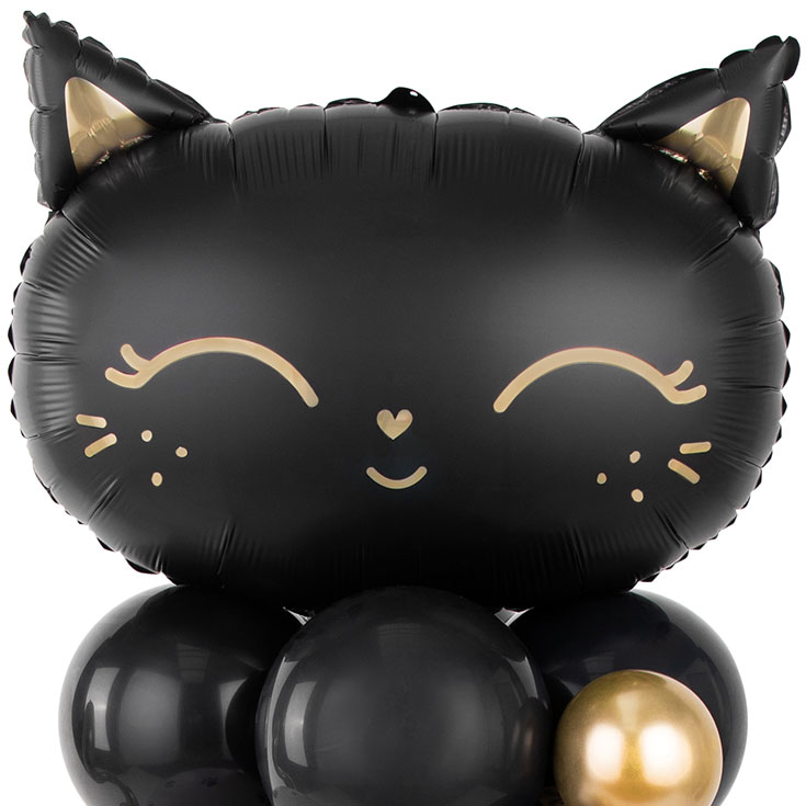DIY Ballonstrauß mit schwarzer Katze