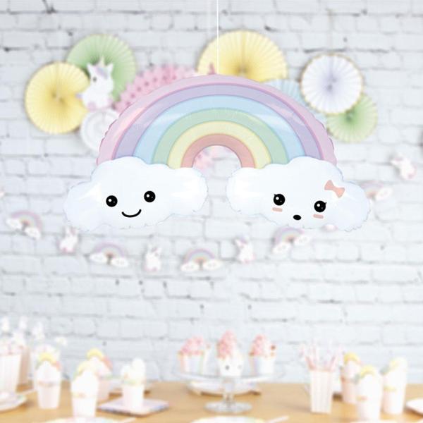 Folienballon - Pastel Rainbow & Clouds