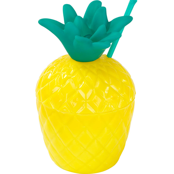 Pineapple Plastic Cup & Straw