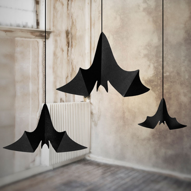 3 Hanging Bat Decorations
