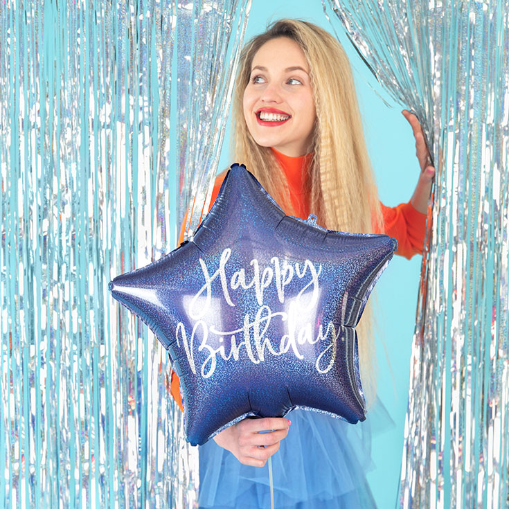 Navy Blue "Happy Birthday" Star Foil Balloon 