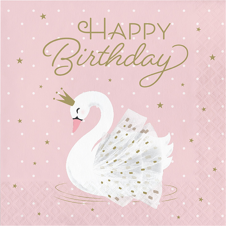 16 Stylish Swan Birthday Napkins