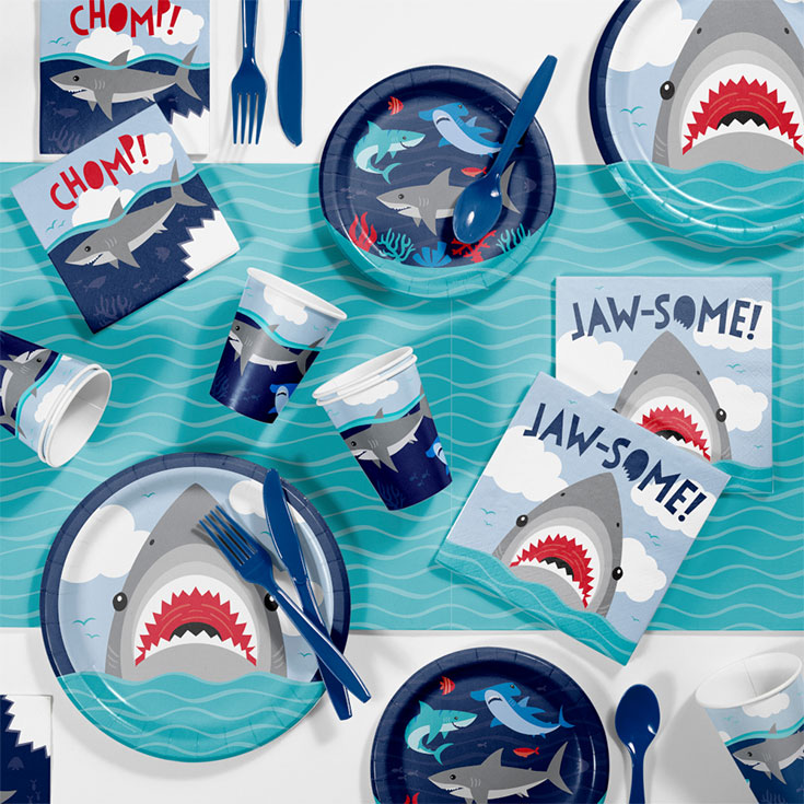 8 Small Shark Party Plates