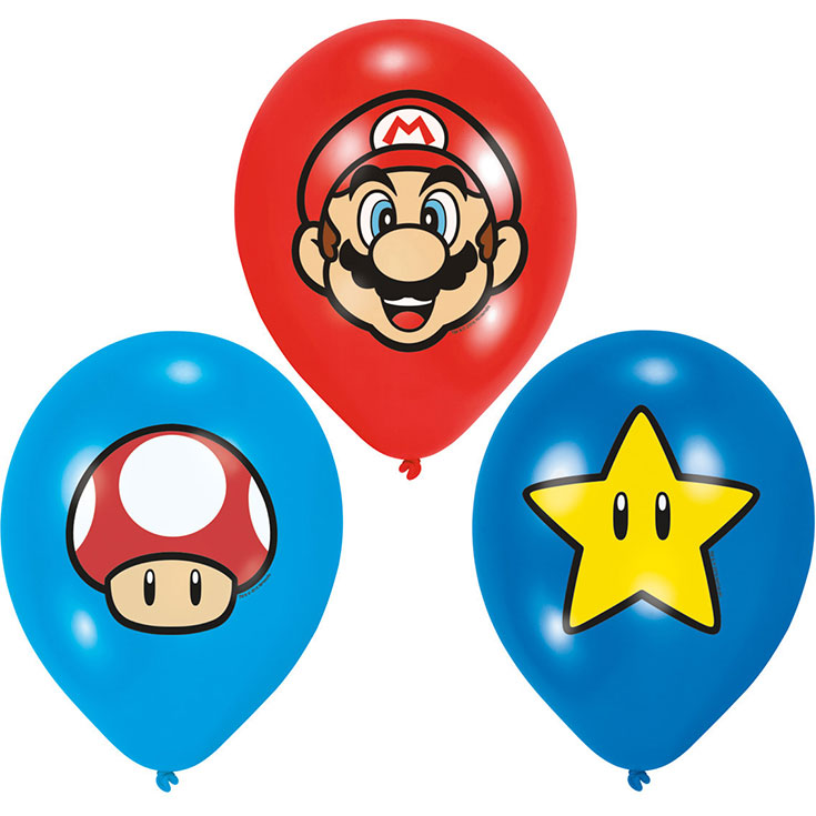6 Super Mario Latex Balloons