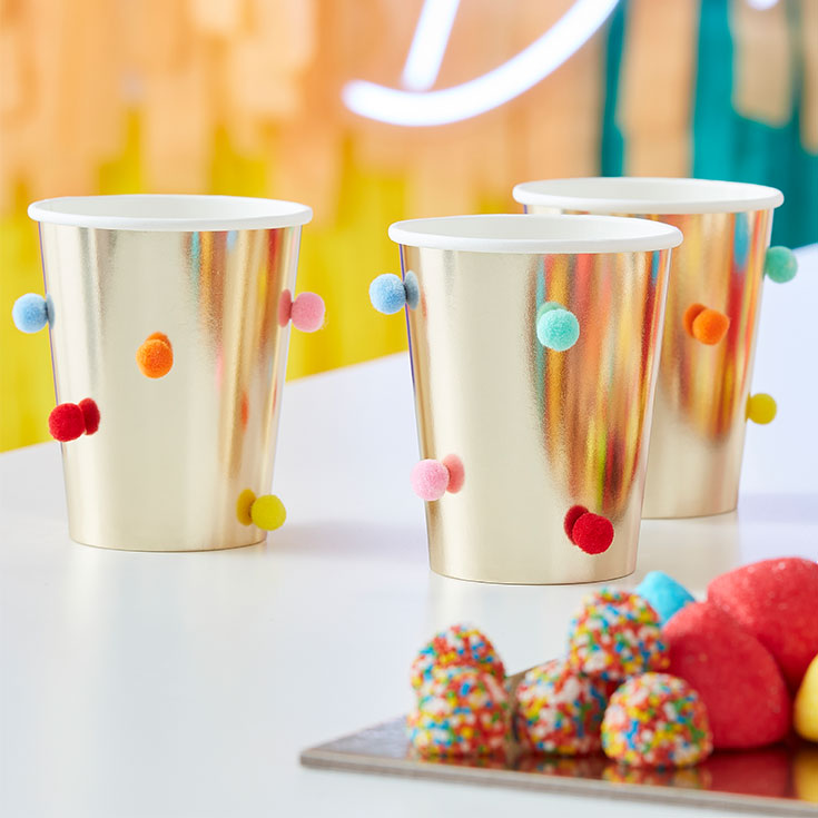 Cups - Birthday Brights Pompom 