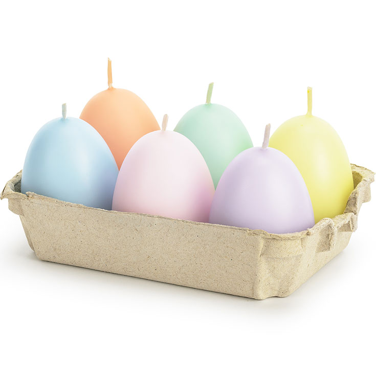 6 Kerzen Eier in Pastellfarben