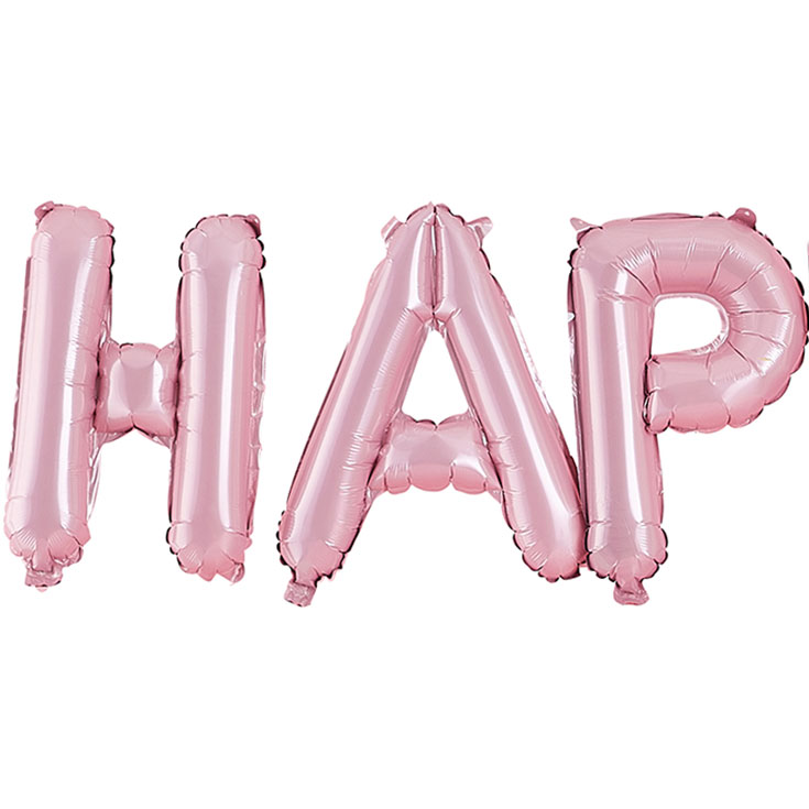 Matte Pink "Happy Birthday" Balloon Garland