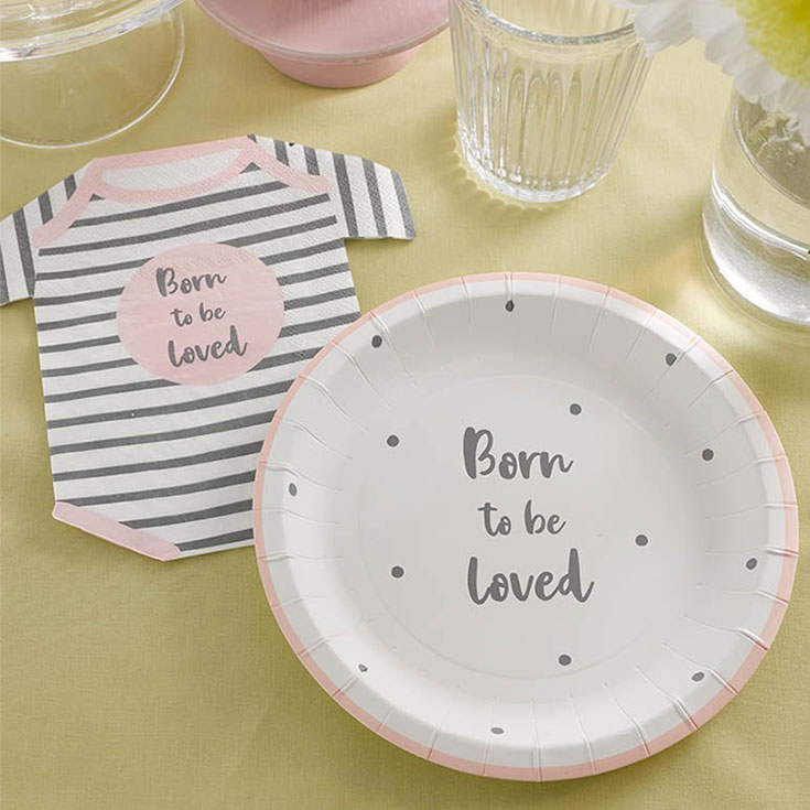 12 Pink Born To Be Loved Plates