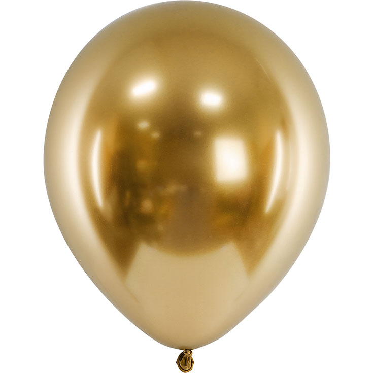 5 Ballons Glossy Gold