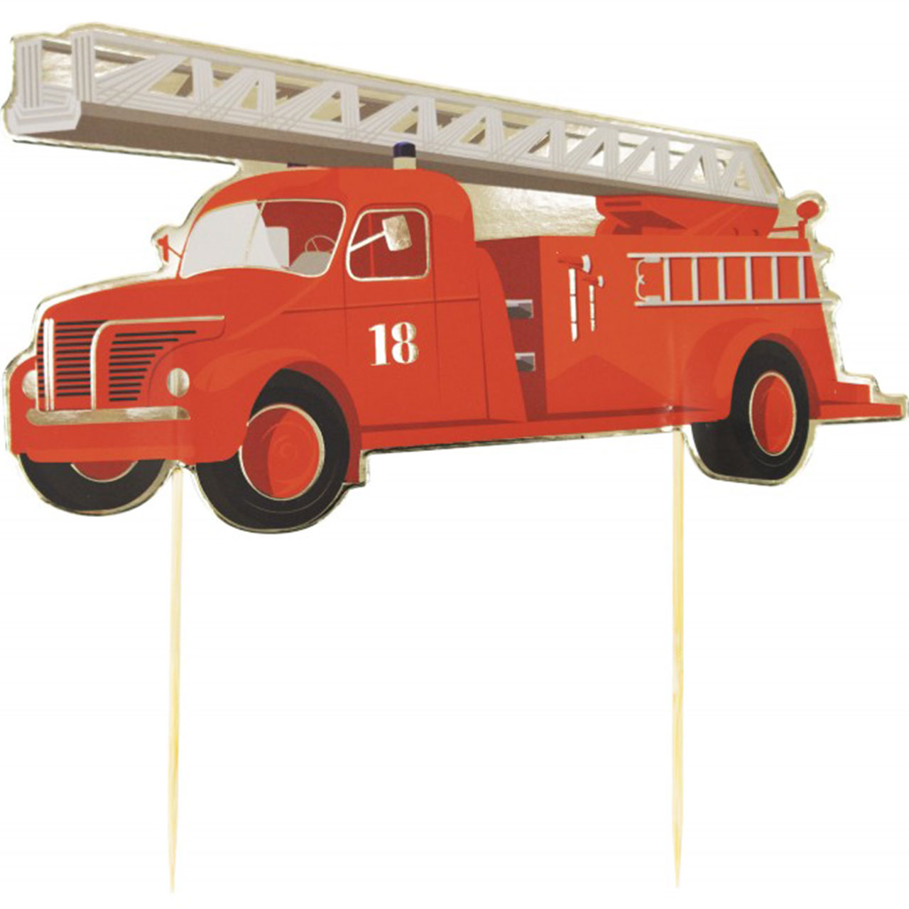 6 Fire Engine Cake Toppers 