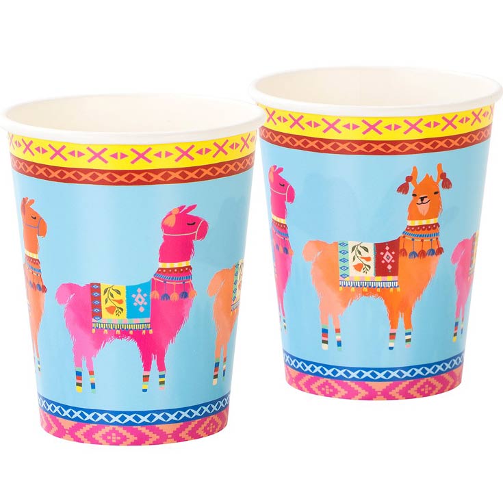 8 Boho Bright Llama Cups