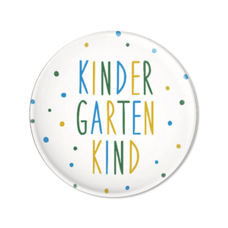 Kindergartenkind Button Blaues Konfetti