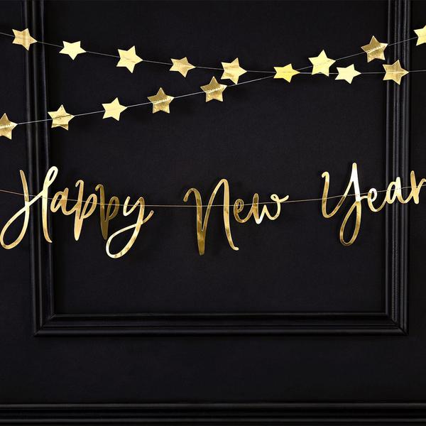 Buchstabenkette - Happy New Year - Gold