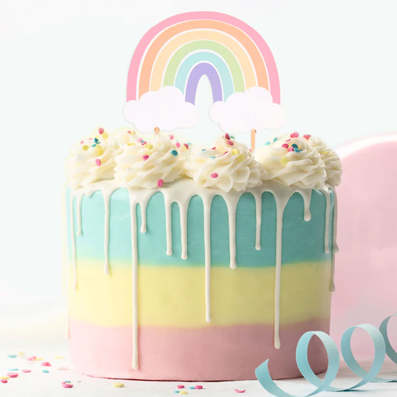 Cake Topper - Pastel Rainbow