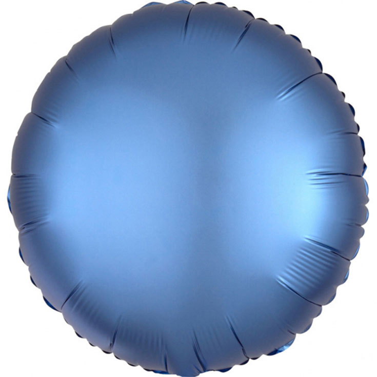 Azure Blue Round Satin Foil Balloon