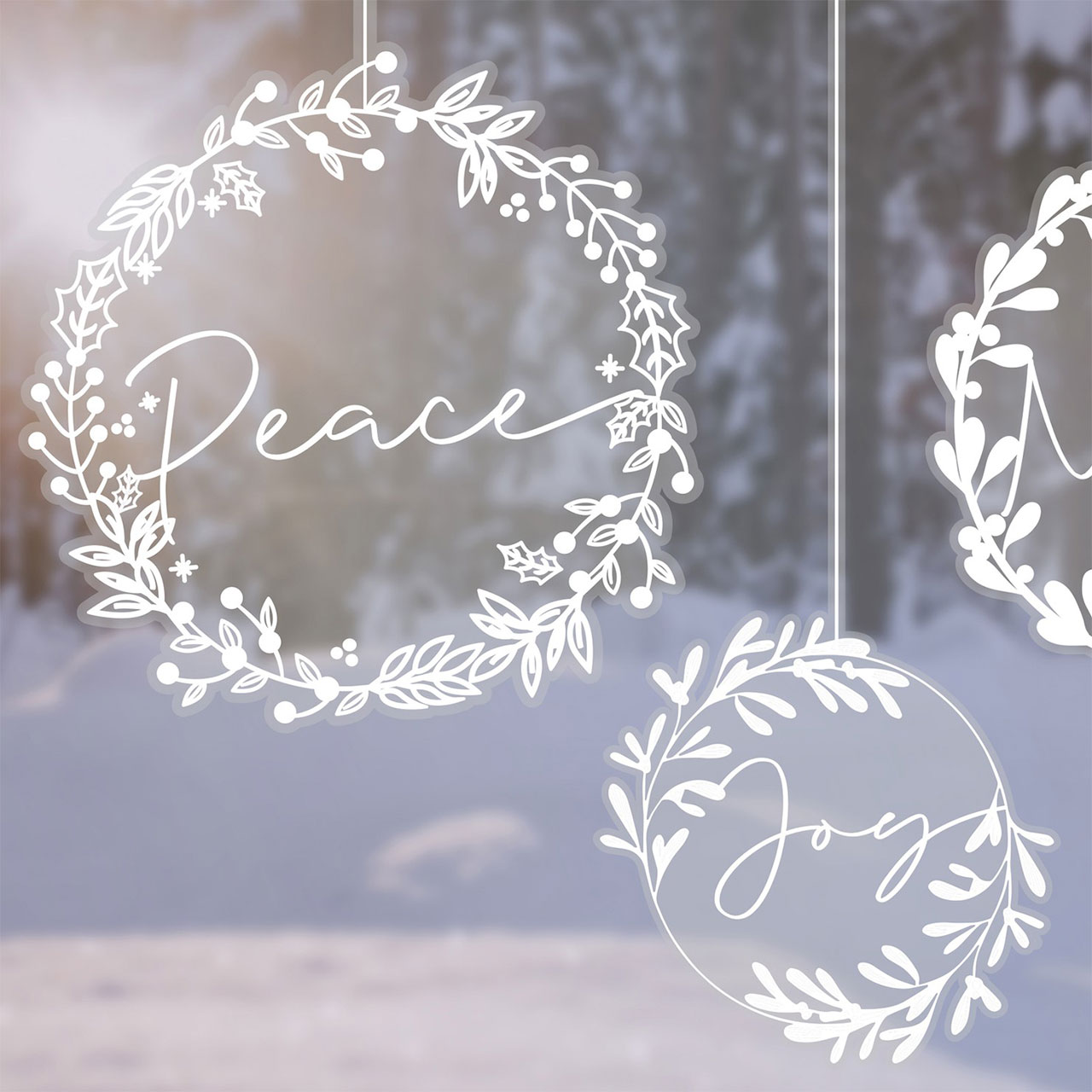 Window Stickers - White Xmas Wreath
