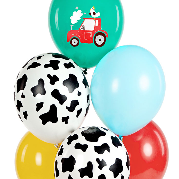 6 Assorted Farm Balloons