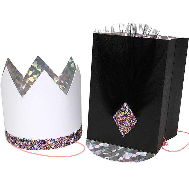 8 Glitter & Feathers Party Hats