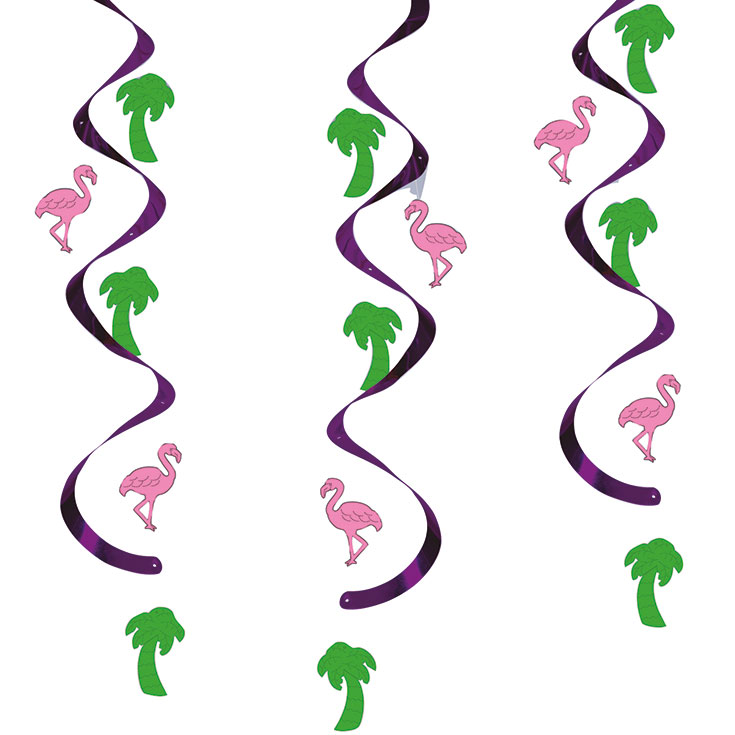 5 Spiralhänger Flamingos & Palmen