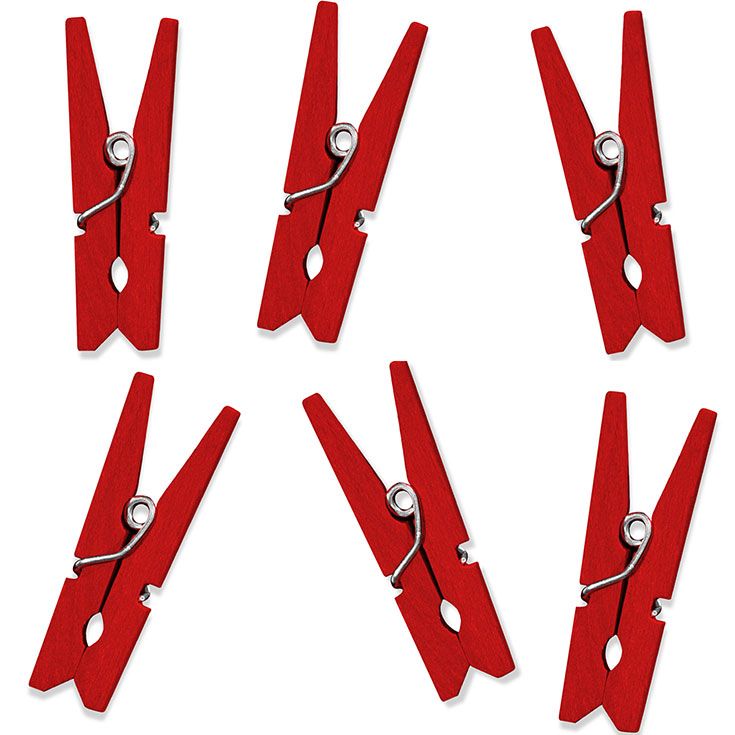 20 Red Wooden Pegs
