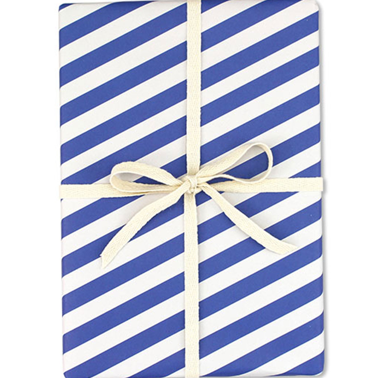 Geschenkspapier - Streifen Blau & Creme