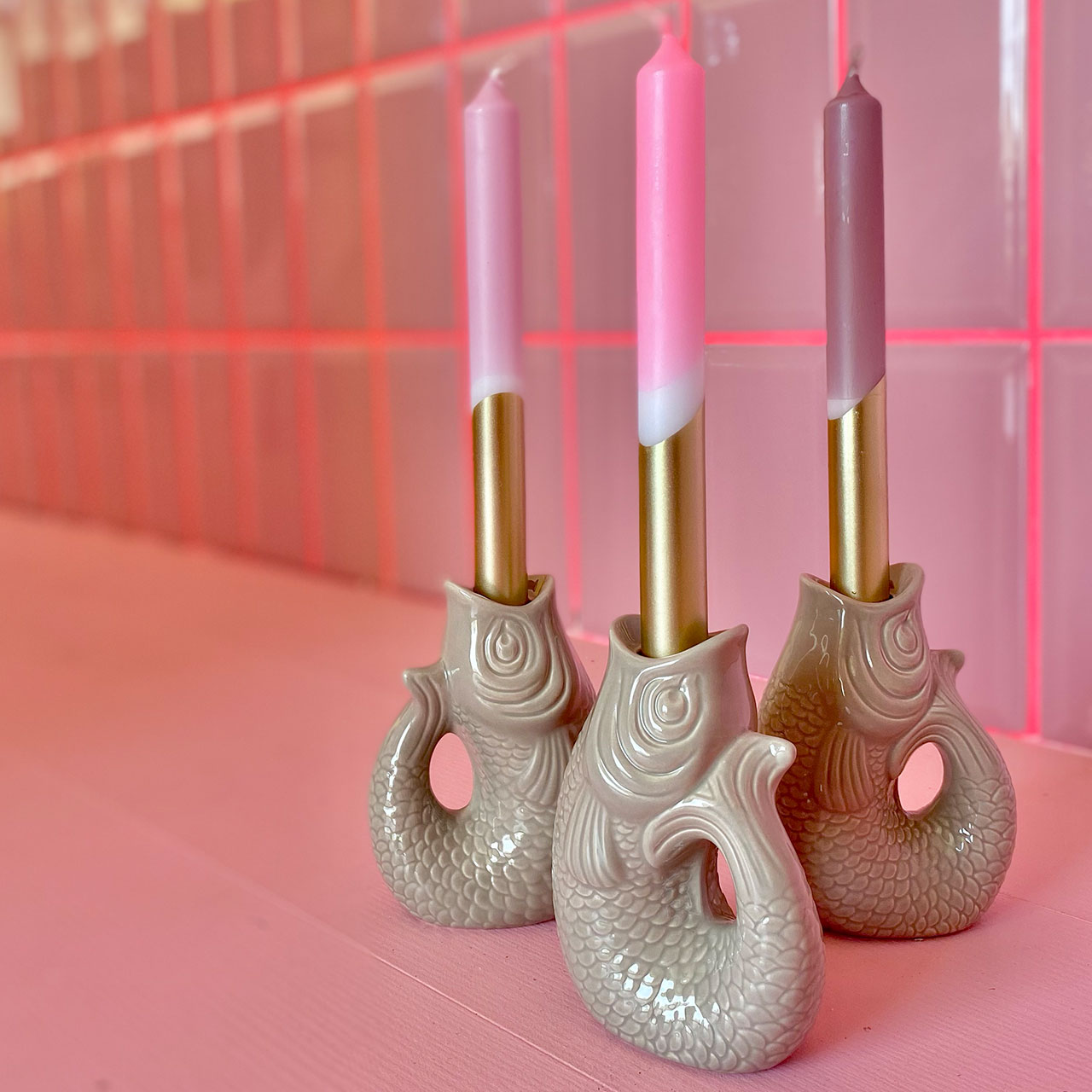 Dekorative Kerzen - Dip Dye Pink Harvest Moon
