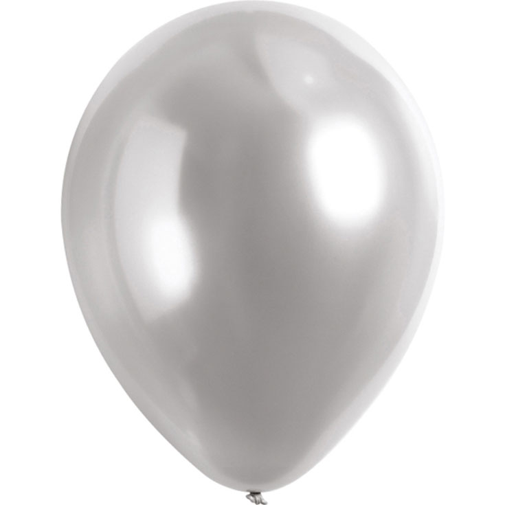 10 Mini Platinum Silver Balloons