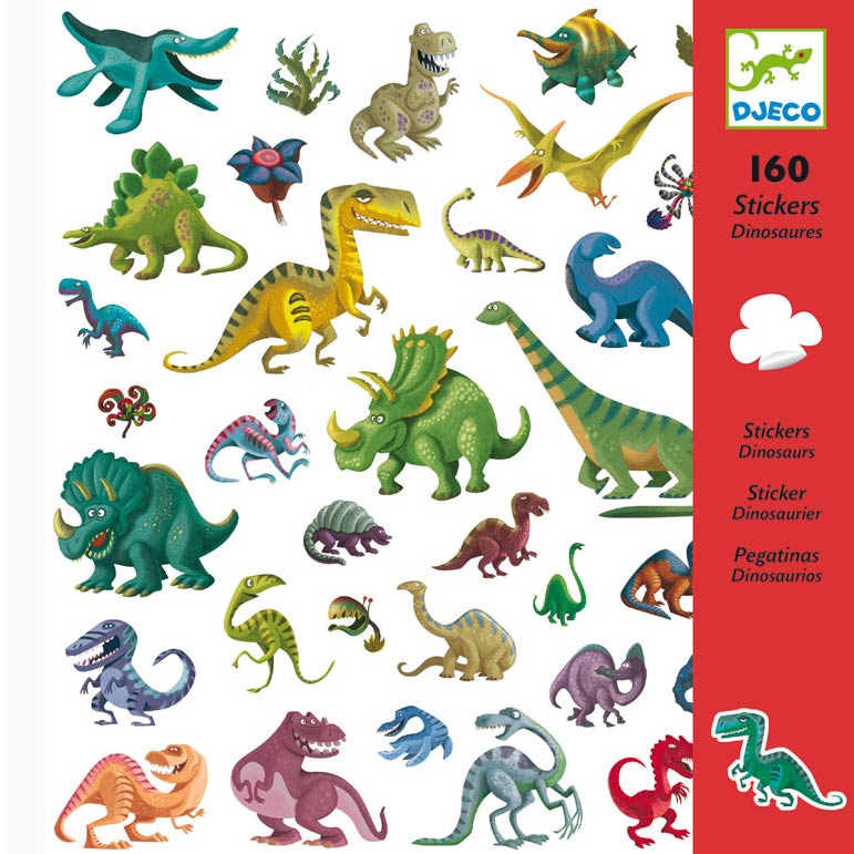 4 Bögen Dinosaurier-Sticker
