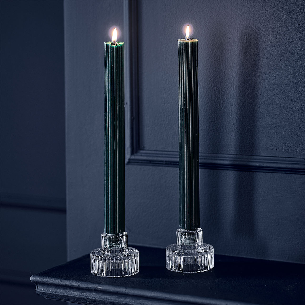 Candle Holders - Ribbed Glass