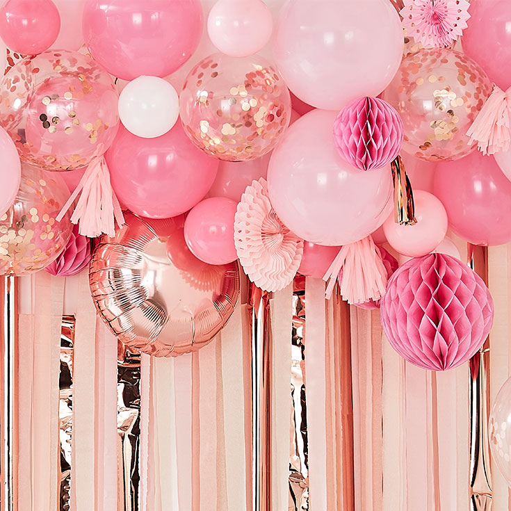 Blush & Peach Balloon & Fan Backdrop
