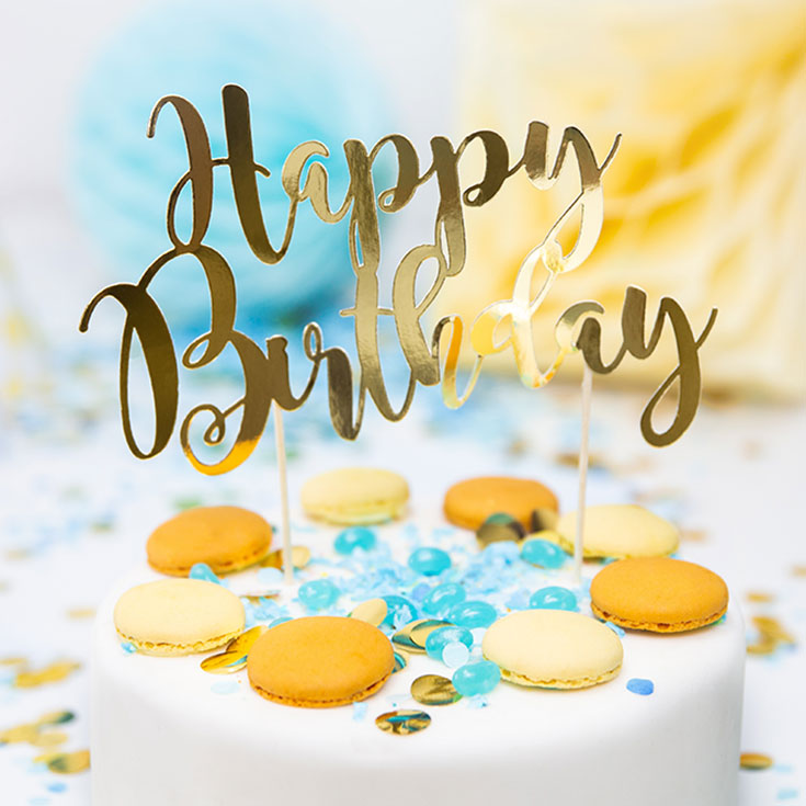 Gold "Happy Birthday" Cake Topper