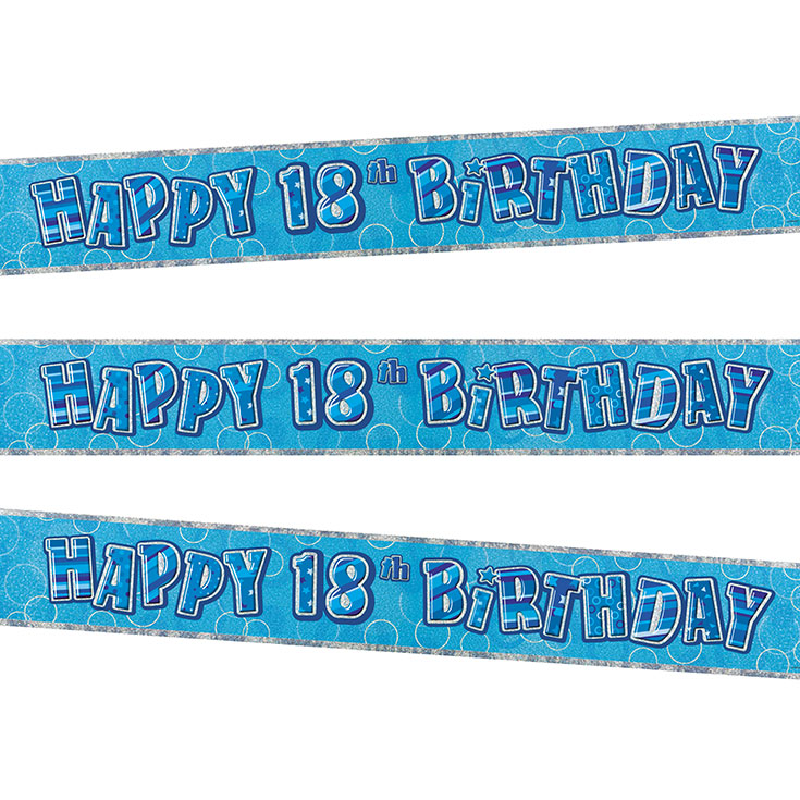 Blue Glitz Spruchband Happy 18th Birthday