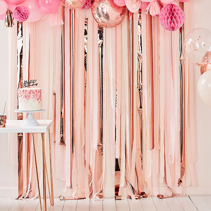 Blush Pink, Peach & Rose Gold Streamer Backdrop