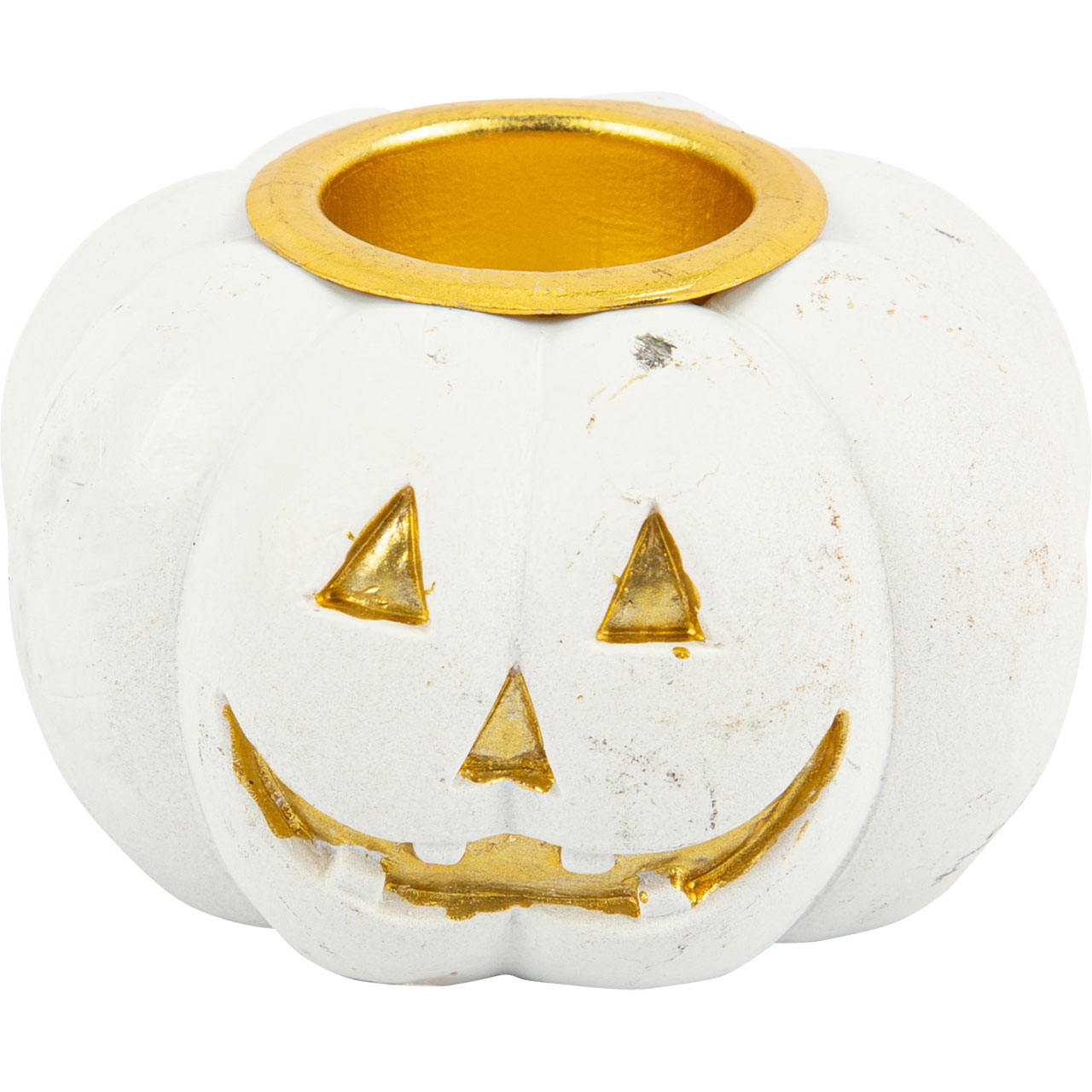 Candle Holder - White & Gold Pumpkin