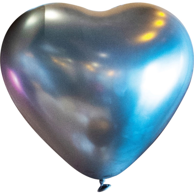 5 Ballons in Herzform Platin