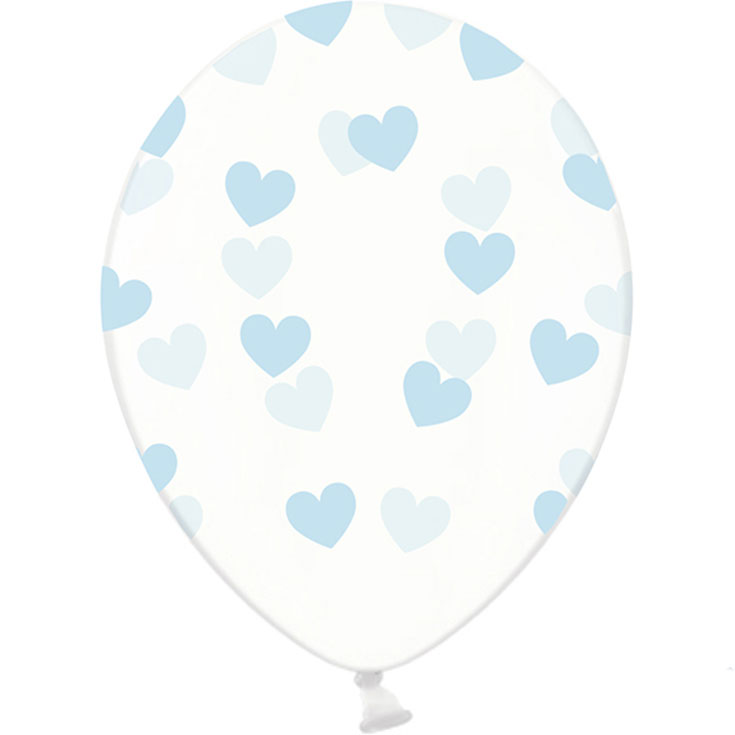 5 Sky Blue Hearts Balloons