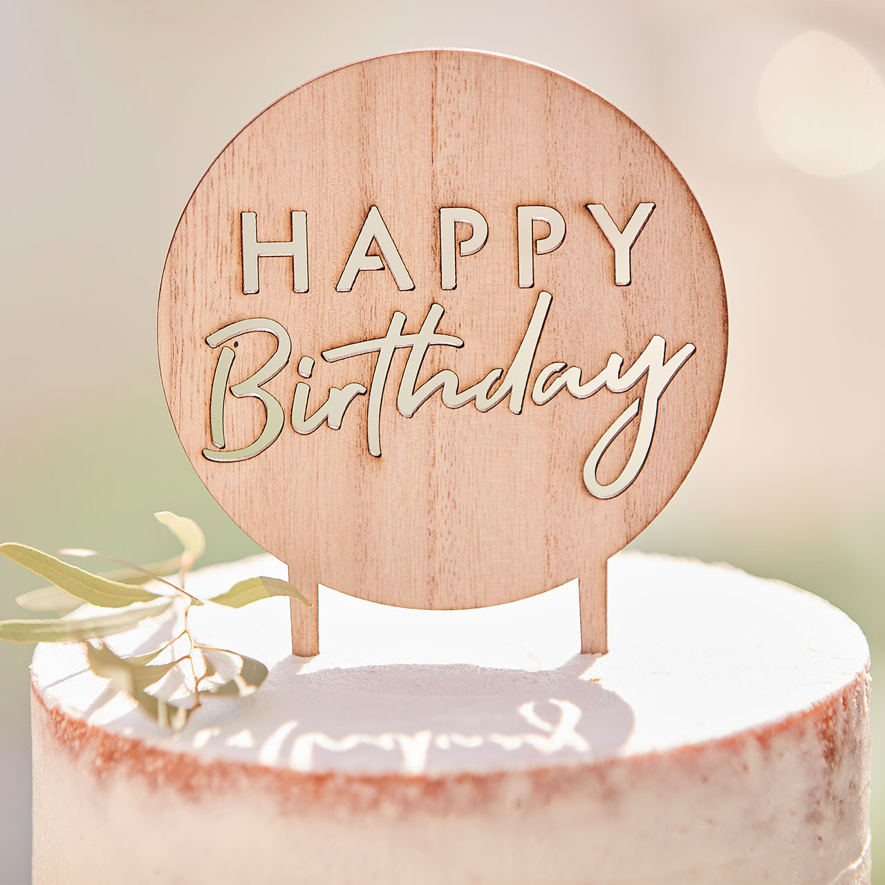 Cake Topper - Wooden Happy Birthday  
