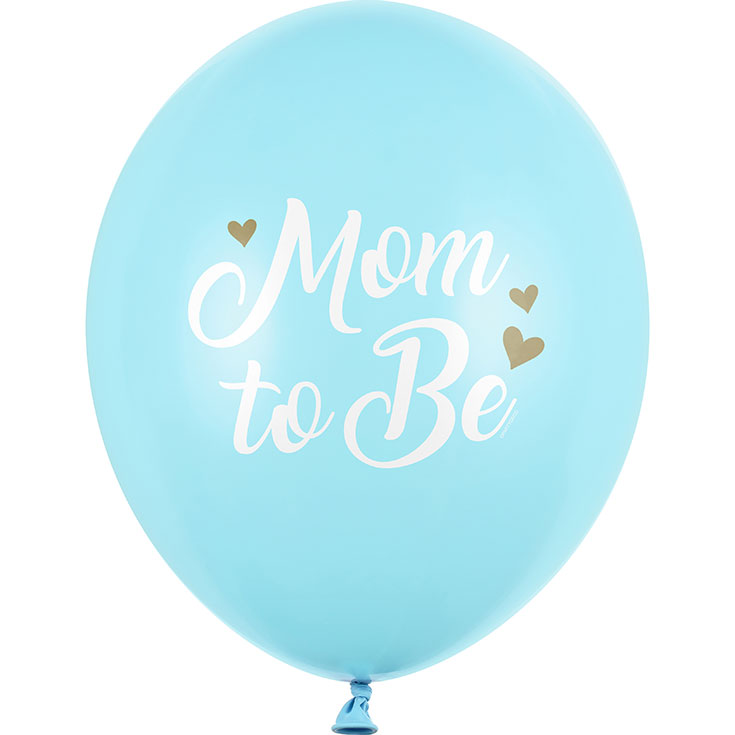 5 hellblaue Ballons Mom to Be