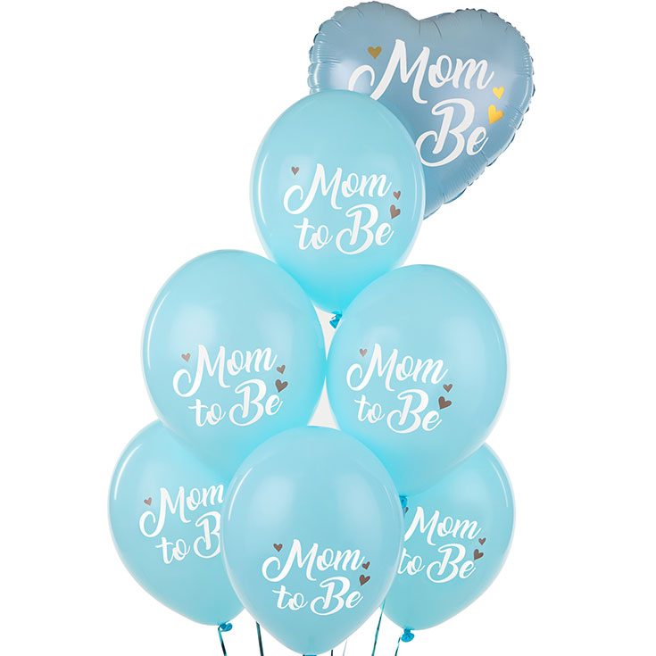 5 Pastel Blue Mom to Be Balloons