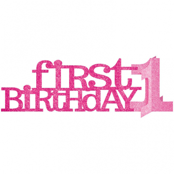 1 Rosa First Birthday Tafelaufsatz