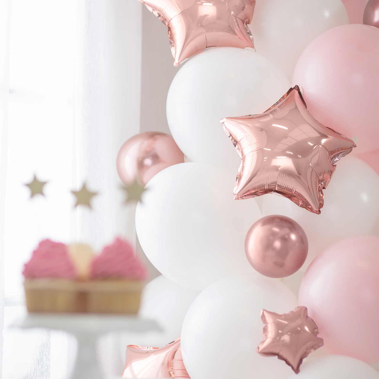 5 Mini Rose Gold Star Foil Balloons