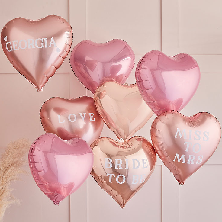 8 Customisable Foil Heart Balloons