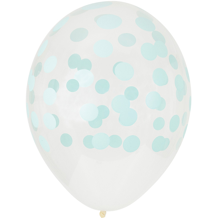 5 Aqua Confetti Balloons 