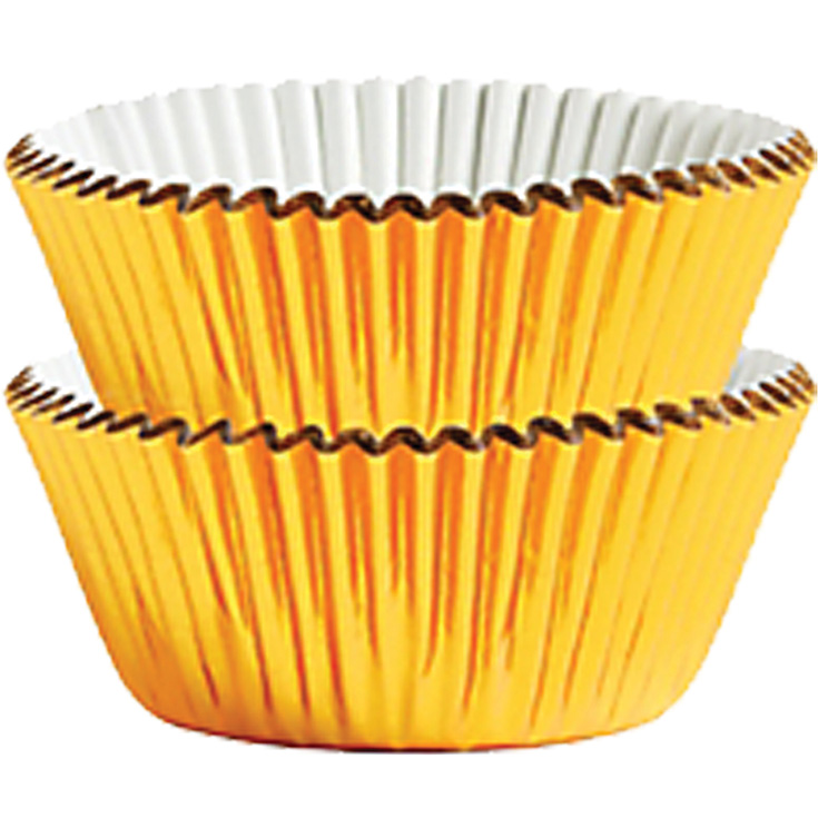 75 Mini Cupcake Formen aus Goldfolie