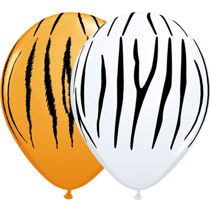 5 Tiger & Zebra Stripe Balloons